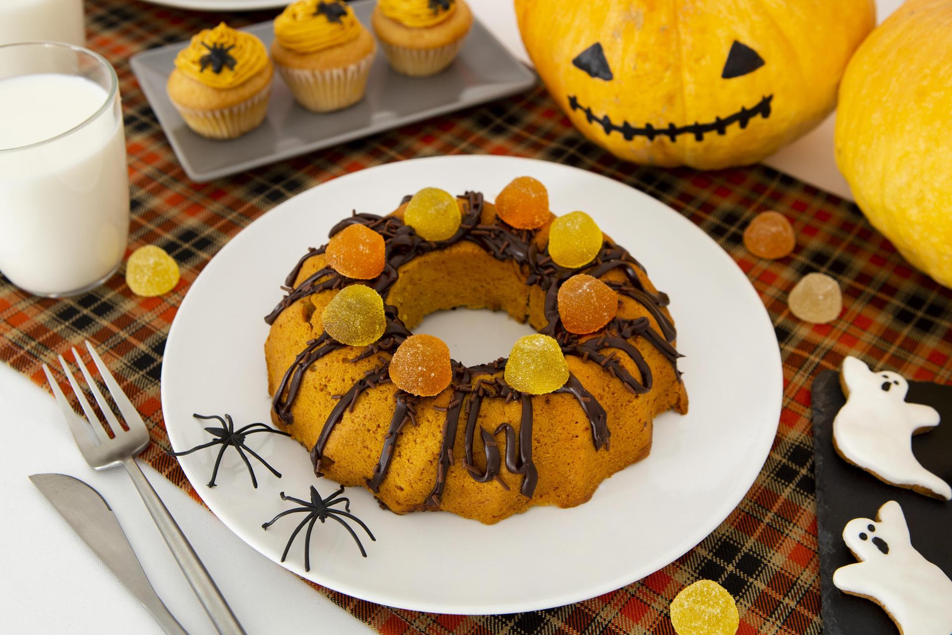 alto angulo concepto arreglo comida halloween