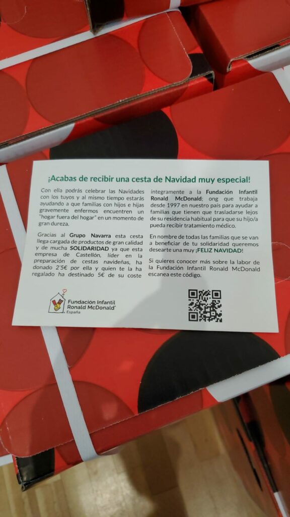 agradecimiento por la caja ronald macdonald