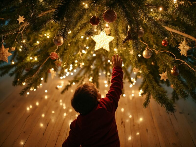 beautiful detail christmas tree preparations
